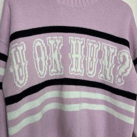 TopShop U Ok Hun Pink and Black Striped Sweater 6 - Picture 4 of 10